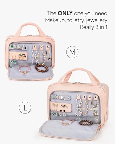 OlarHike Hanging Toiletry Bag - Pink, 3-in-1 Organizer