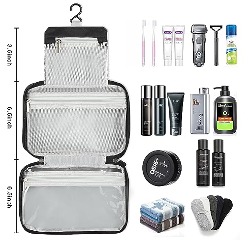 Waterproof Hanging Toiletry Bag for Travel - Black