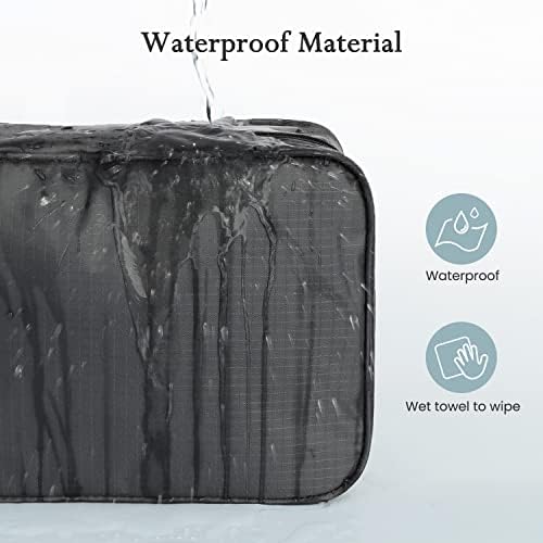 Maliton Large Hanging Toiletry Bag - Waterproof, 4 Compartments (Black)