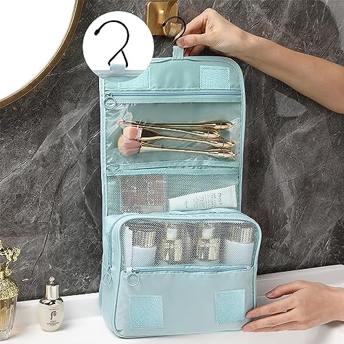 Women's Hanging Toiletry Bag with Sturdy Hook (Light Blue)