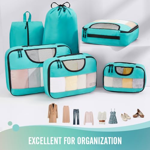 Veken 6-Piece Suitcase Organizer Set – Cyan