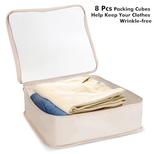 Funarty 8-Piece Packing Cubes Set - Cream