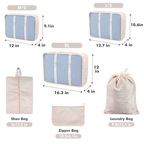Funarty 8-Piece Packing Cubes Set - Cream