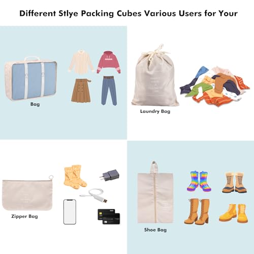 Funarty 8-Piece Packing Cubes Set - Cream