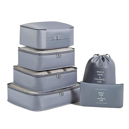 6-Piece Suitcase Organizer Set - Water-Resistant, Grey