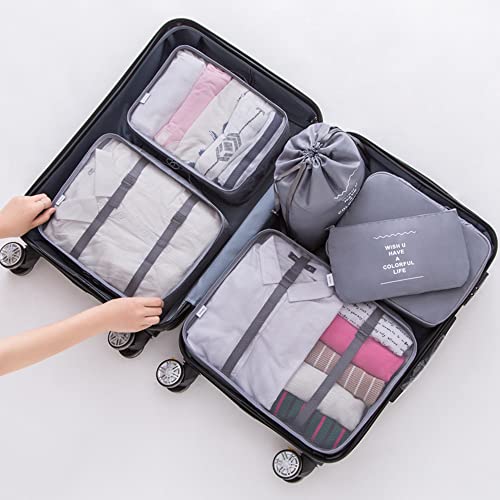 6-Piece Suitcase Organizer Set - Water-Resistant, Grey