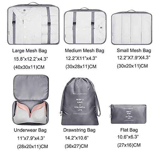 6-Piece Suitcase Organizer Set - Water-Resistant, Grey