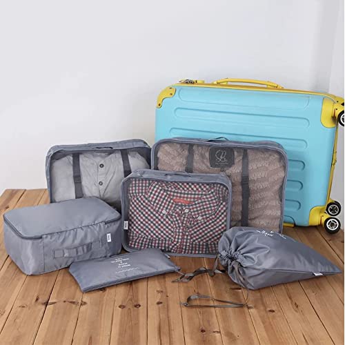6-Piece Suitcase Organizer Set - Water-Resistant, Grey