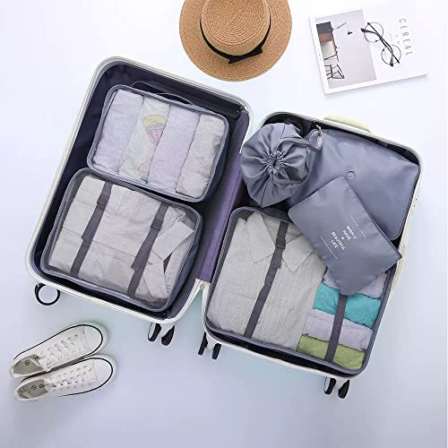 6-Piece Suitcase Organizer Set - Water-Resistant, Grey
