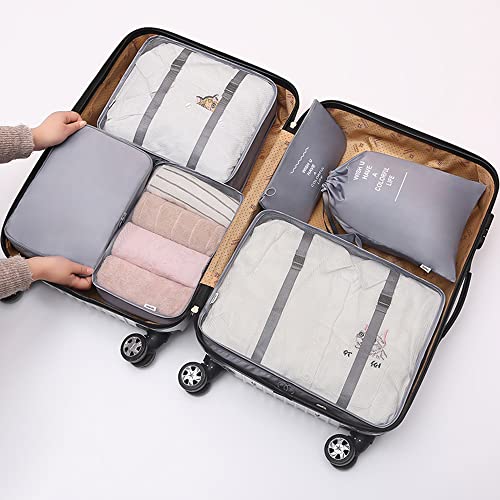 6-Piece Suitcase Organizer Set - Water-Resistant, Grey