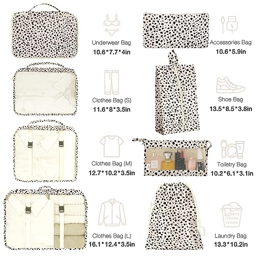 8-Piece Packing Cubes Set for Travel Suitcases (Leopard)