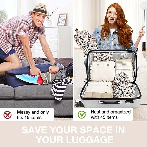 8-Piece Packing Cubes Set for Travel Suitcases (Leopard)