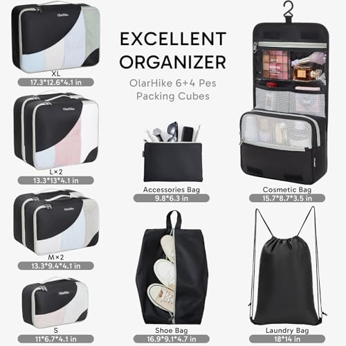 10-Piece Packing Cubes Set for Suitcases by OlarHike