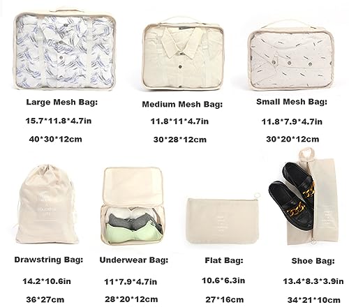 Laebevon Travel Packing Organizer Set with Laundry Bag