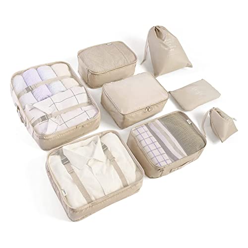 8-Piece Packing Cubes Set for Suitcase Organization