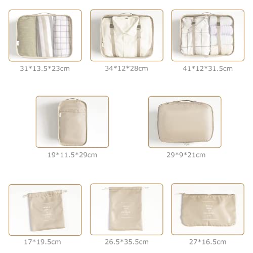 8-Piece Packing Cubes Set for Suitcase Organization