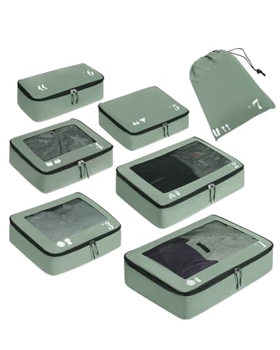 ECOHUB 7-Piece Tear-Resistant Packing Cubes - Green