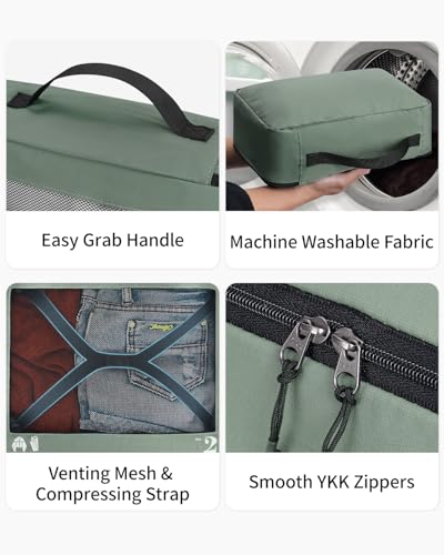 ECOHUB 7-Piece Tear-Resistant Packing Cubes - Green