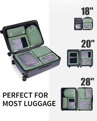 ECOHUB 7-Piece Tear-Resistant Packing Cubes - Green