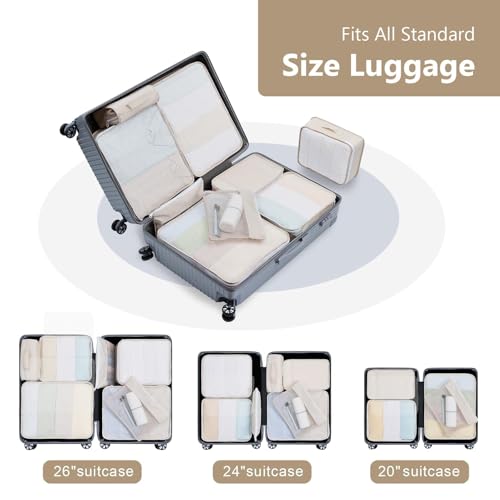 Easortm 9-Piece Suitcase Travel Organizer Set (Beige)