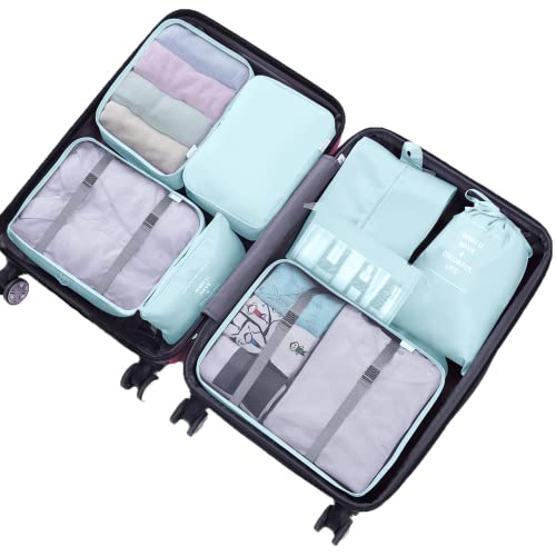 Blue Suitcase Organizer Bags Set for Travel Accessories
