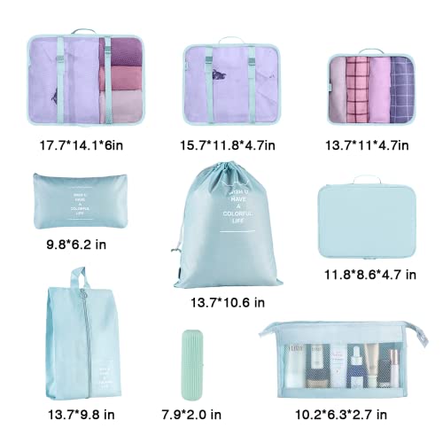 Blue Suitcase Organizer Bags Set for Travel Accessories