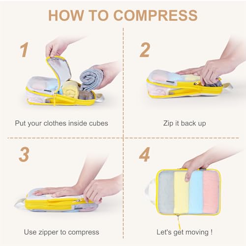 7-Piece Packing Cubes Set with Clear Toiletries and Shoe Bag