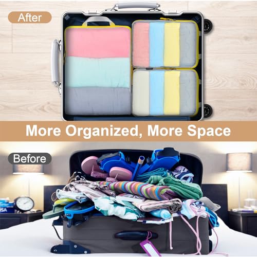 7-Piece Packing Cubes Set with Clear Toiletries and Shoe Bag