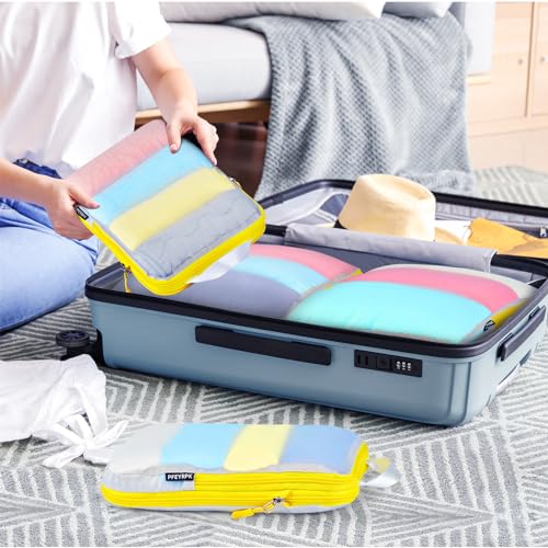 7-Piece Packing Cubes Set with Clear Toiletries and Shoe Bag