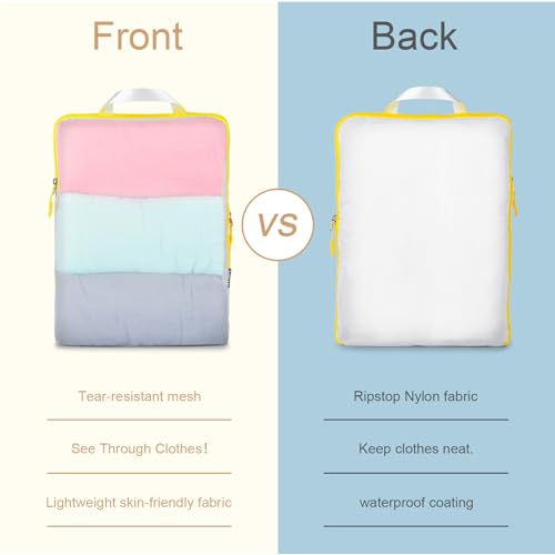 7-Piece Packing Cubes Set with Clear Toiletries and Shoe Bag