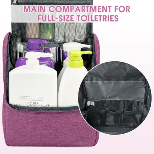 Purple Hanging Toiletry Bag for Full Size Toiletries