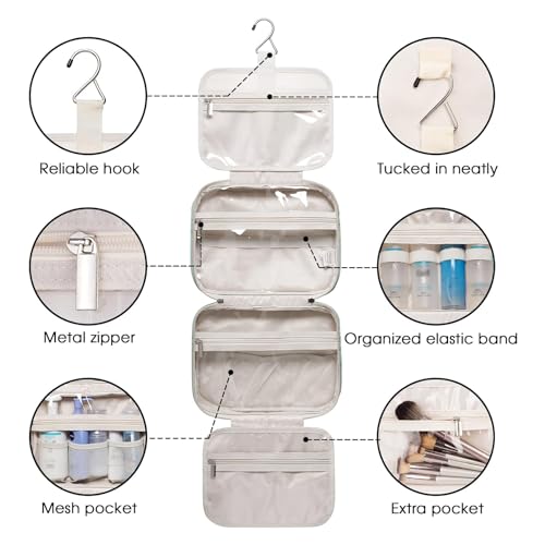 Narwey Women's Hanging Toiletry Bag with Makeup Organizer