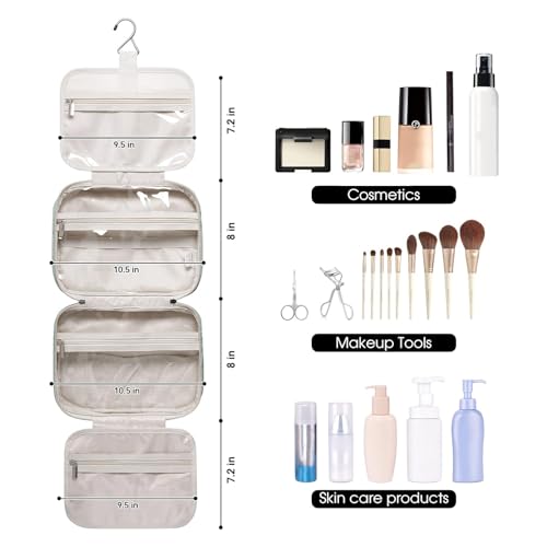 Narwey Women's Hanging Toiletry Bag with Makeup Organizer
