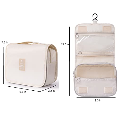 Women's Travel Toiletry Bag with Hook - Beige