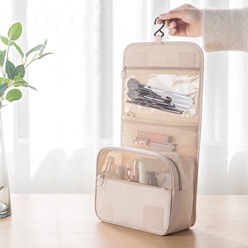 Women's Travel Toiletry Bag with Hook - Beige
