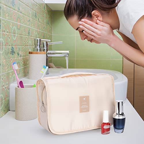 Women's Travel Toiletry Bag with Hook - Beige