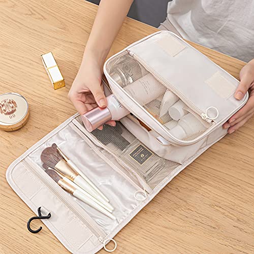 Women's Travel Toiletry Bag with Hook - Beige