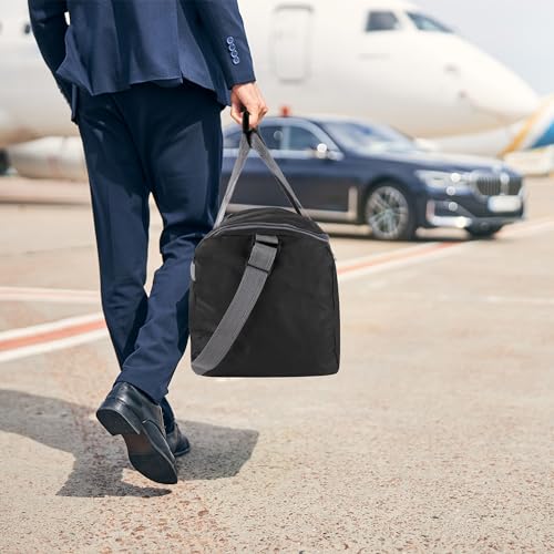 30L Canvas Duffle Bags - Weekender Carry-On Tote (Black)