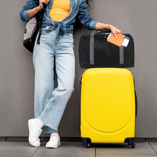 30L Canvas Duffle Bags - Weekender Carry-On Tote (Black)