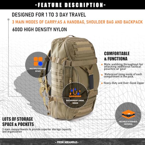 Miramrax Travel Duffle Bag - 45L, Coyote