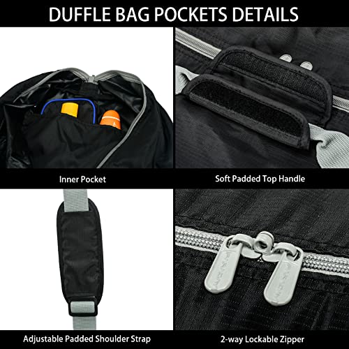 Large 105L Duffel Bag for Travel - Black