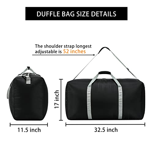 Large 105L Duffel Bag for Travel - Black