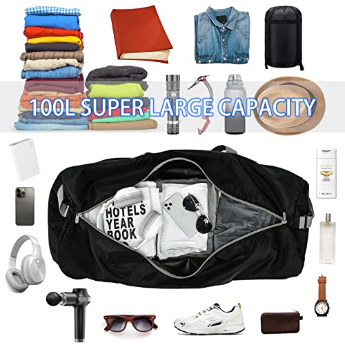 Large 105L Duffel Bag for Travel - Black