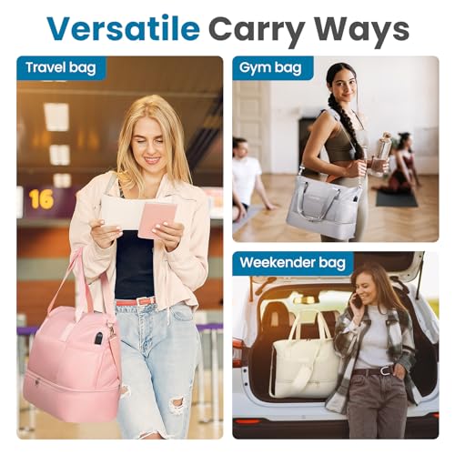 Pink Multi-functional Travel Bag with USB Charging Port