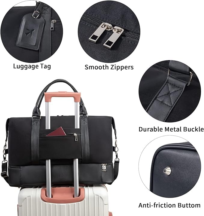 Women's Weekender Bag with Shoe Compartment - Large Capacity