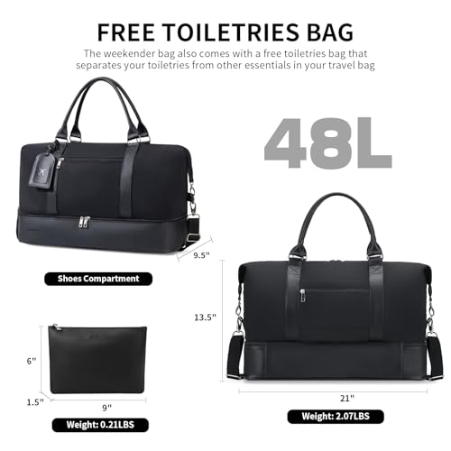 Women's Weekender Bag with Shoe Compartment - Large Capacity