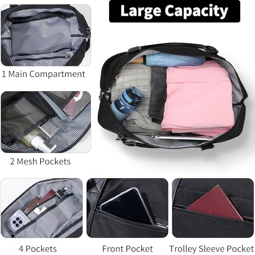 Women's Weekender Bag with Shoe Compartment - Large Capacity