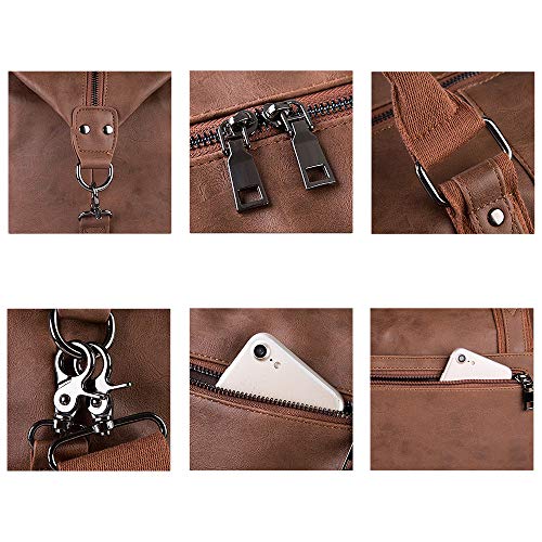 Leather Weekender Travel Duffel with Shoe Pouch