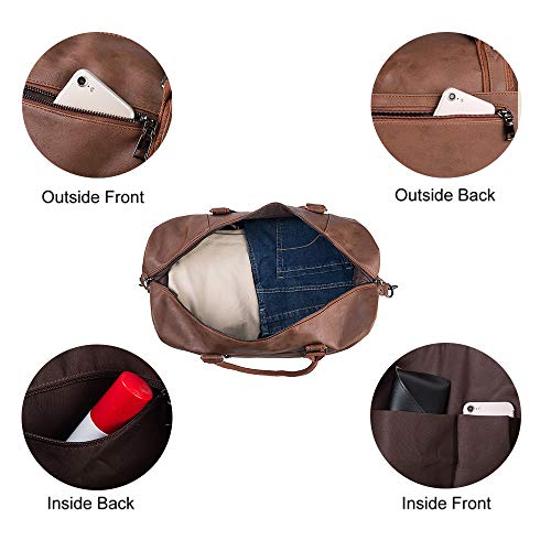 Leather Weekender Travel Duffel with Shoe Pouch