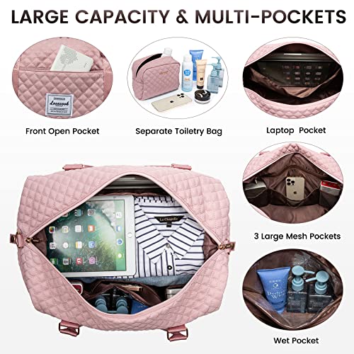 LOVEVOOK Pink Travel Duffle Bag with Shoe Compartment